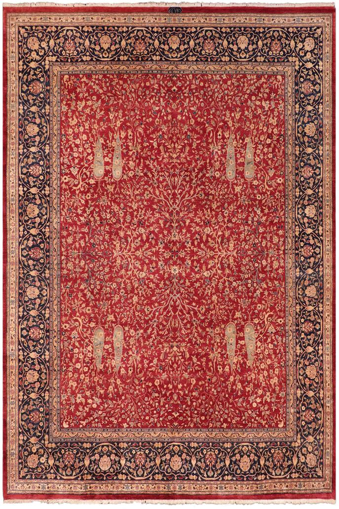 Traditional Kashan Laticia Red Blue Hand Knotted Area rugs 8 x 10