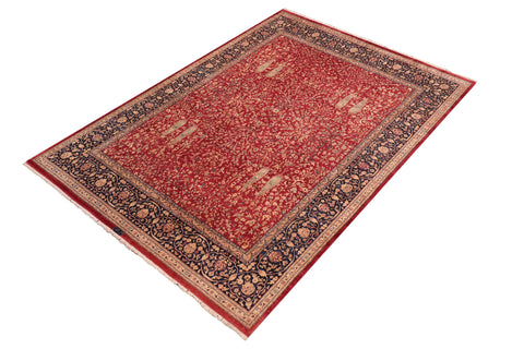 handmade Transitional Kashan Red Blue Hand Knotted RECTANGLE 100% WOOL area rug 8x10