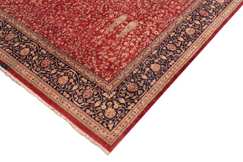 handmade Transitional Kashan Red Blue Hand Knotted RECTANGLE 100% WOOL area rug 8x10