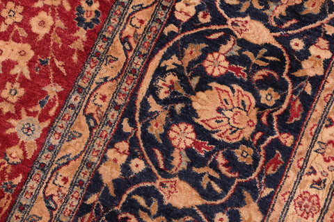 handmade Transitional Kashan Red Blue Hand Knotted RECTANGLE 100% WOOL area rug 8x10