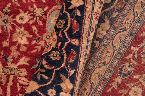 handmade Transitional Kashan Red Blue Hand Knotted RECTANGLE 100% WOOL area rug 8x10