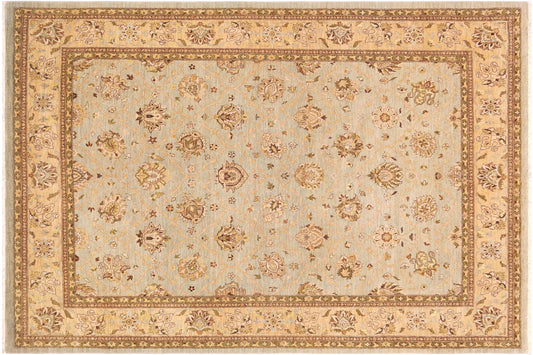 handmade Transitional Kafkaz Lt. Green Tan Hand Knotted RECTANGLE 100% WOOL area rug 9' x 12'