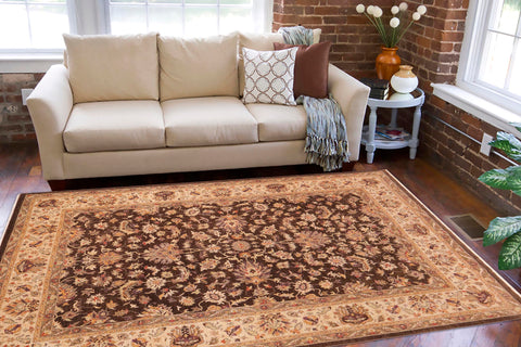 handmade Traditional Kafkaz Brown Ivory Hand Knotted RECTANGLE 100% WOOL area rug 10x13