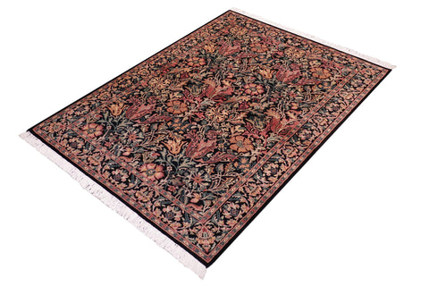 handmade Transitional Gulshanayub Black Black Hand Knotted RECTANGLE 100% WOOL area rug 5x7