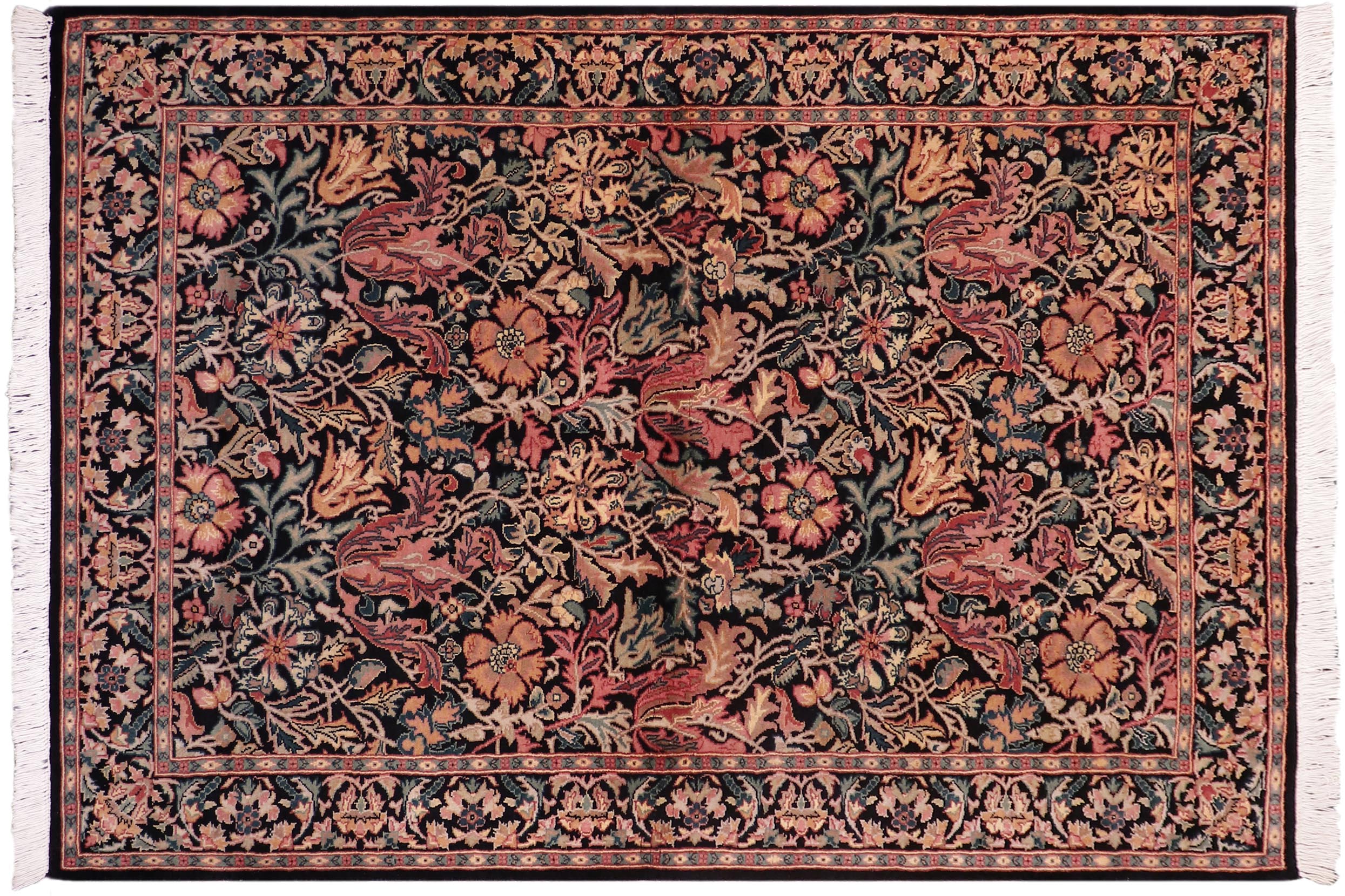 handmade Transitional Gulshanayub Black Black Hand Knotted RECTANGLE 100% WOOL area rug 5x7
