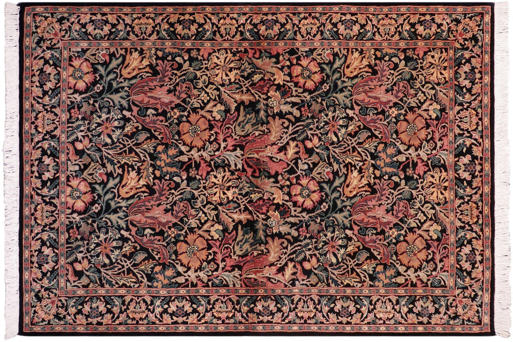 handmade Transitional Gulshanayub Black Black Hand Knotted RECTANGLE 100% WOOL area rug 5x7