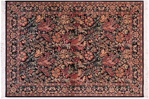handmade Transitional Gulshanayub Black Black Hand Knotted RECTANGLE 100% WOOL area rug 5x7