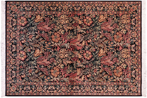 handmade Transitional Gulshanayub Black Black Hand Knotted RECTANGLE 100% WOOL area rug 5x7