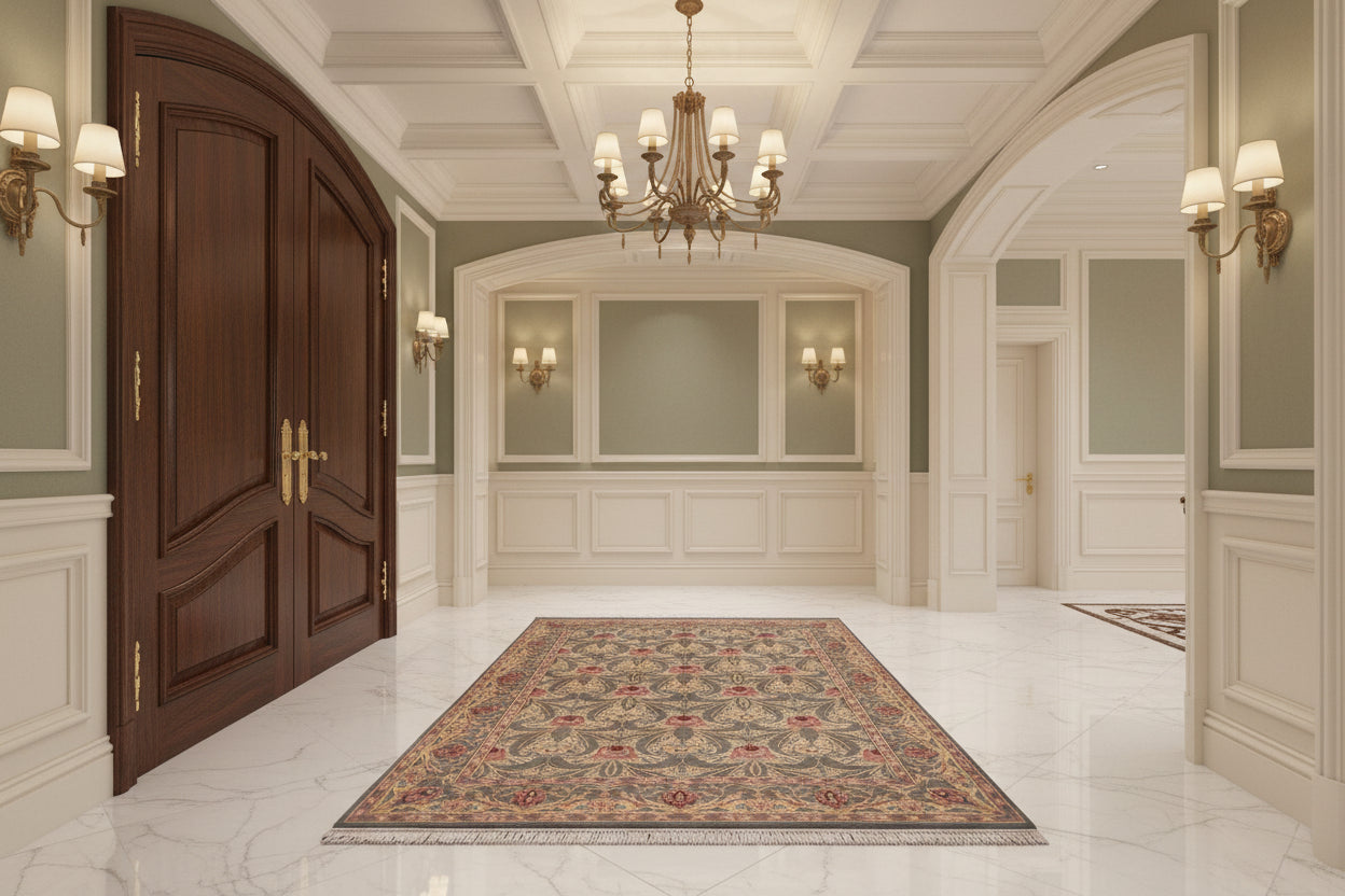 handmade Transitional Hamjolie Lt. Green Lt. Green Hand Knotted RECTANGLE 100% WOOL area rug 5x7