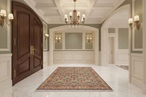handmade Transitional Hamjolie Lt. Green Lt. Green Hand Knotted RECTANGLE 100% WOOL area rug 5x7