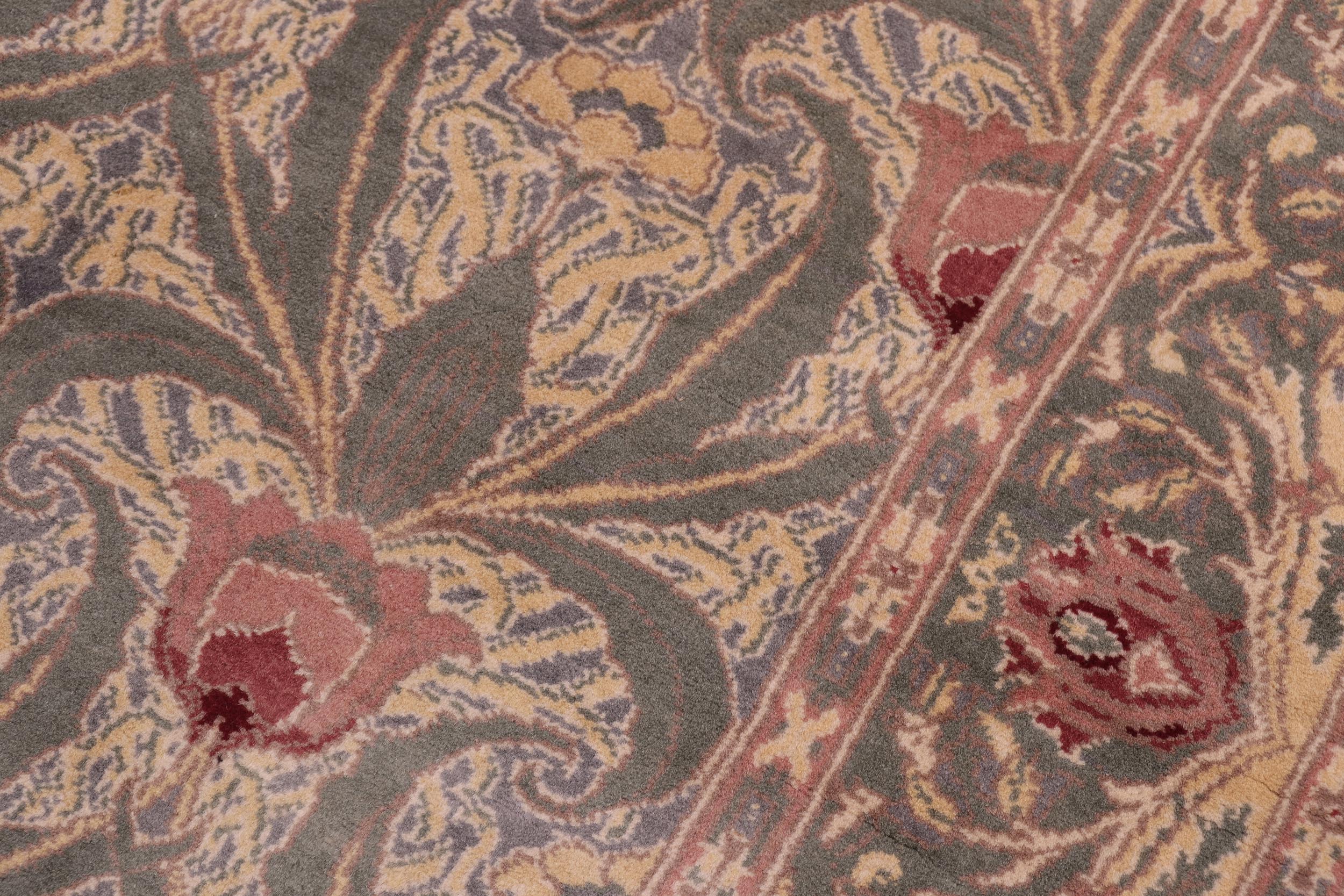 handmade Transitional Hamjolie Lt. Green Lt. Green Hand Knotted RECTANGLE 100% WOOL area rug 5x7