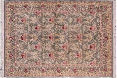 handmade Transitional Hamjolie Lt. Green Lt. Green Hand Knotted RECTANGLE 100% WOOL area rug 5x7