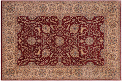 handmade Traditional  Red Tan Hand Knotted RECTANGLE 100% WOOL area rug 9' x 12'