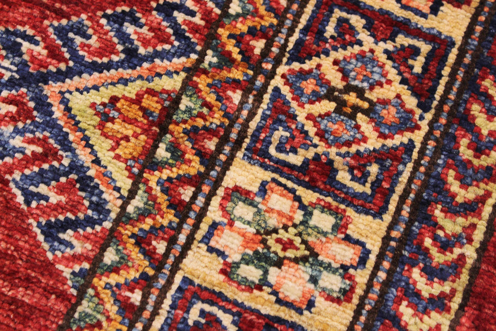 handmade Geometric Super Kazak Red Beige Hand Knotted RECTANGLE 100% WOOL area rug 2' x 3'