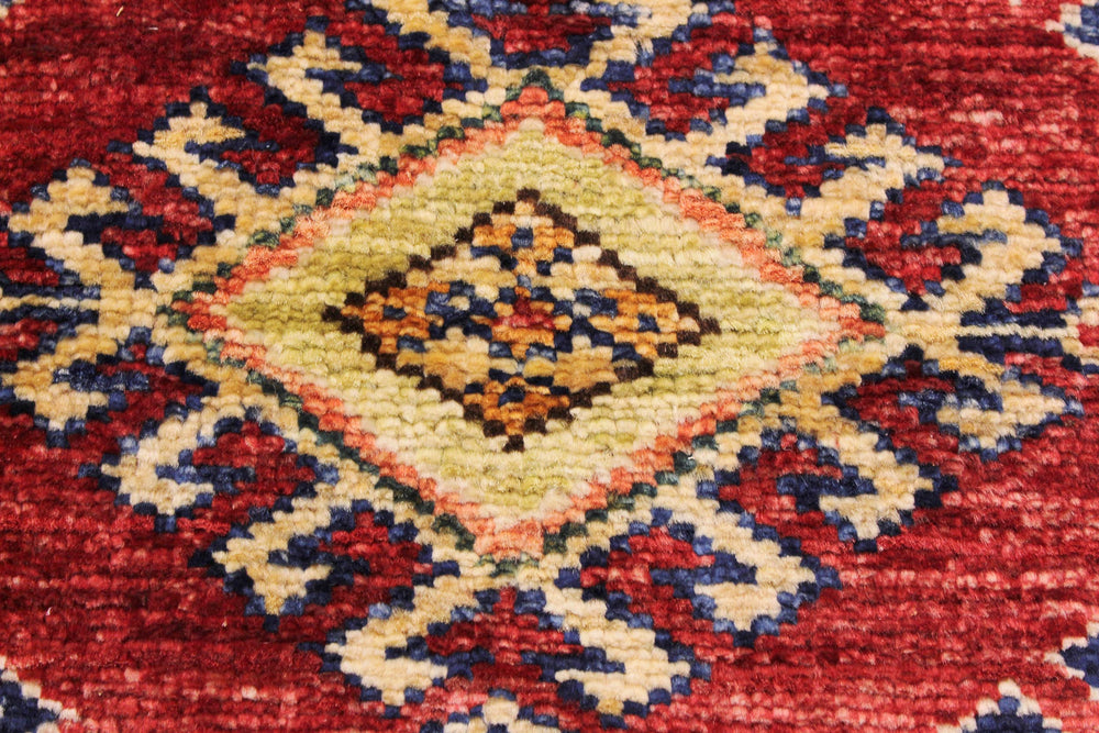 handmade Geometric Super Kazak Red Beige Hand Knotted RECTANGLE 100% WOOL area rug 2' x 3'