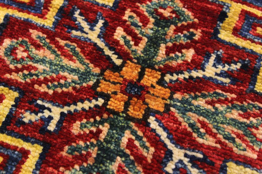 handmade Geometric Super Kazak Blue Beige Hand Knotted RECTANGLE 100% WOOL area rug 3 x 4