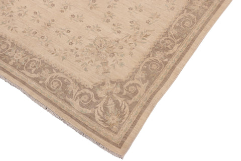 handmade Transitional Lahore Beige Brown Hand Knotted RECTANGLE 100% WOOL area rug 8' x 10'