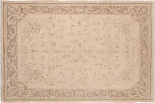 handmade Transitional Lahore Beige Brown Hand Knotted RECTANGLE 100% WOOL area rug 8' x 10'