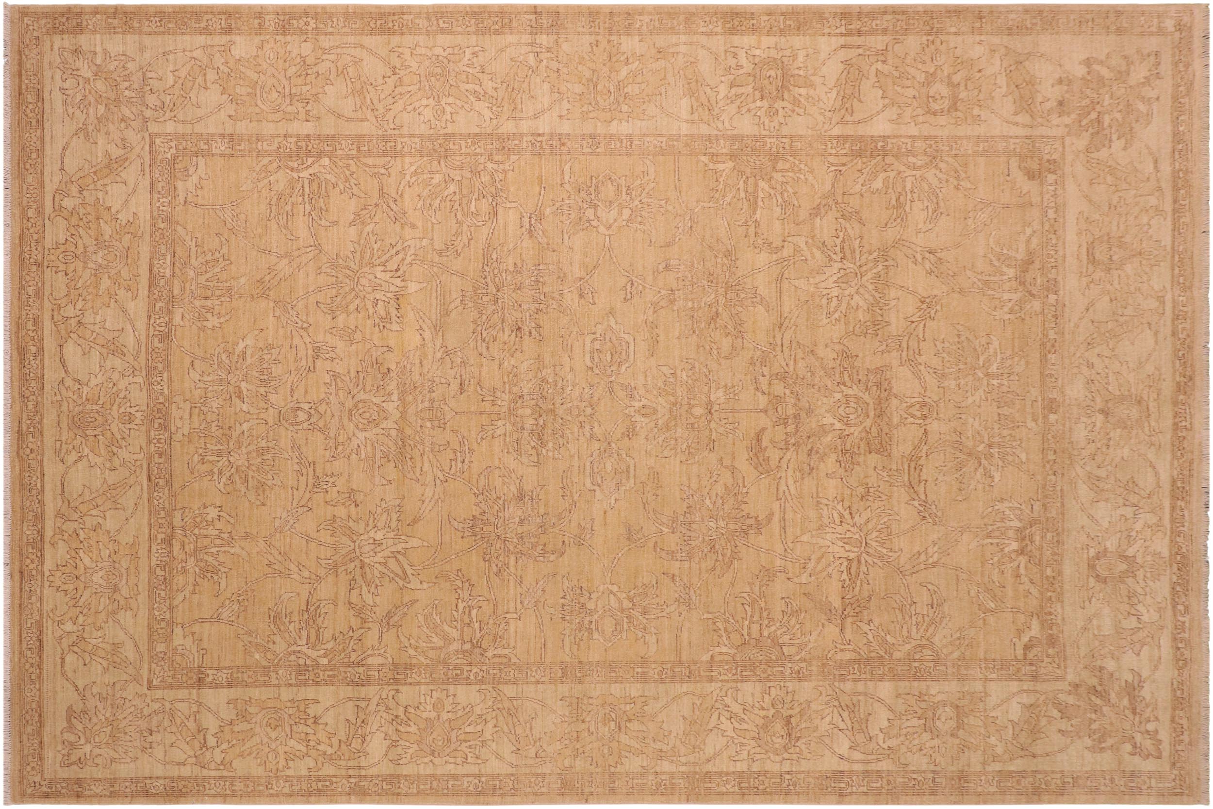 handmade Traditional Kafkaz Gold Tan Hand Knotted RECTANGLE 100% WOOL area rug 8x10