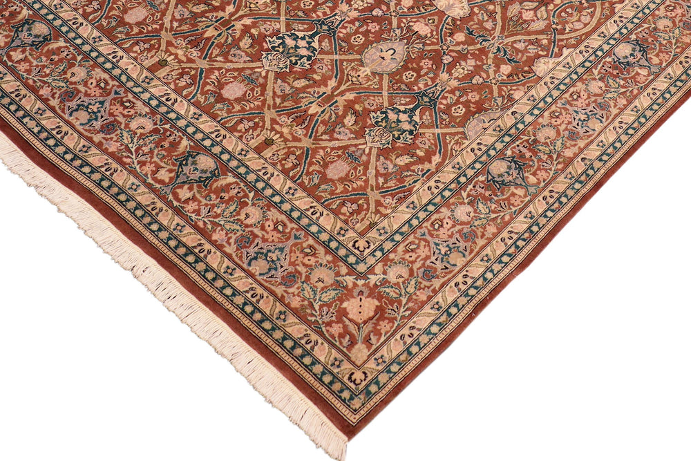 handmade Transitional Mujahid Brown Tan Hand Knotted RECTANGLE 100% WOOL area rug 8x10