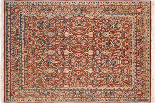 handmade Transitional Mujahid Brown Tan Hand Knotted RECTANGLE 100% WOOL area rug 8x10