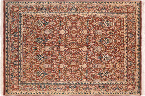 handmade Transitional Mujahid Brown Tan Hand Knotted RECTANGLE 100% WOOL area rug 8x10