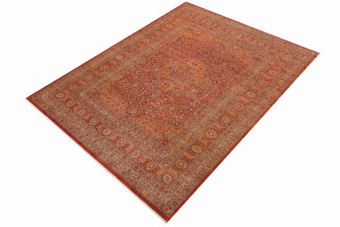 handmade Traditional Nauras Rust Rust Hand Knotted RECTANGLE 100% WOOL area rug 9x12