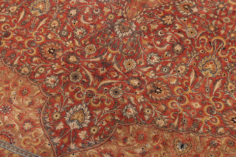 handmade Traditional Nauras Rust Rust Hand Knotted RECTANGLE 100% WOOL area rug 9x12