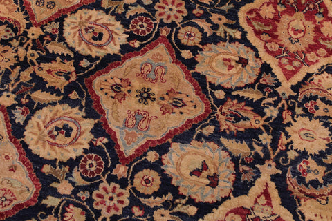 handmade Traditional Kirman Blue Red Hand Knotted RECTANGLE 100% WOOL area rug 9x12