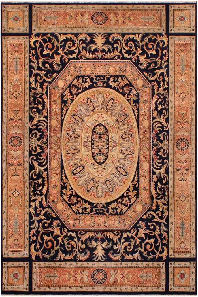Traditional Tamour Amira Blue Lt. Tan Hand Knotted Area rugs 9 x 12