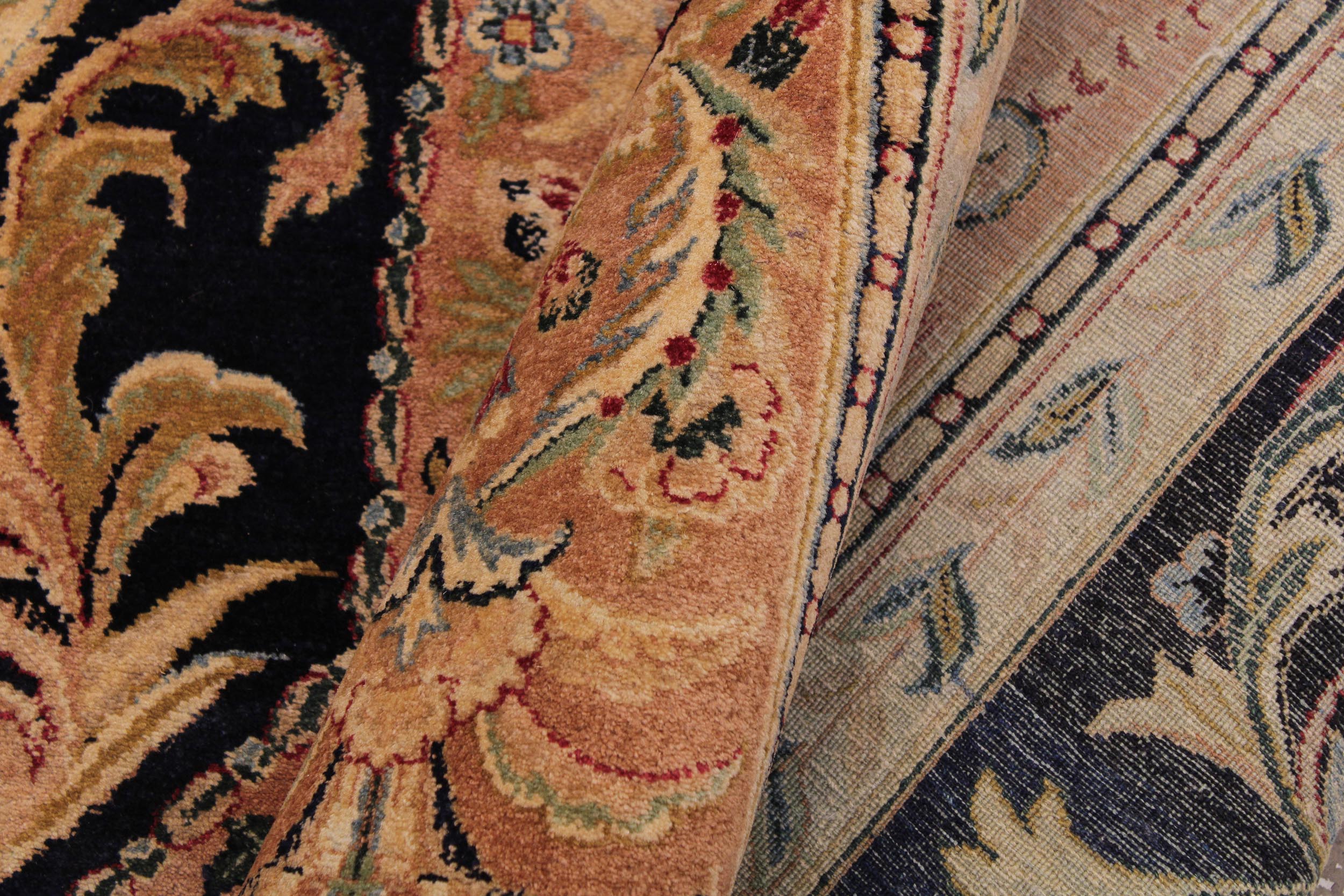 handmade Traditional Tamour Blue Lt. Tan Hand Knotted RECTANGLE 100% WOOL area rug 9 x 13