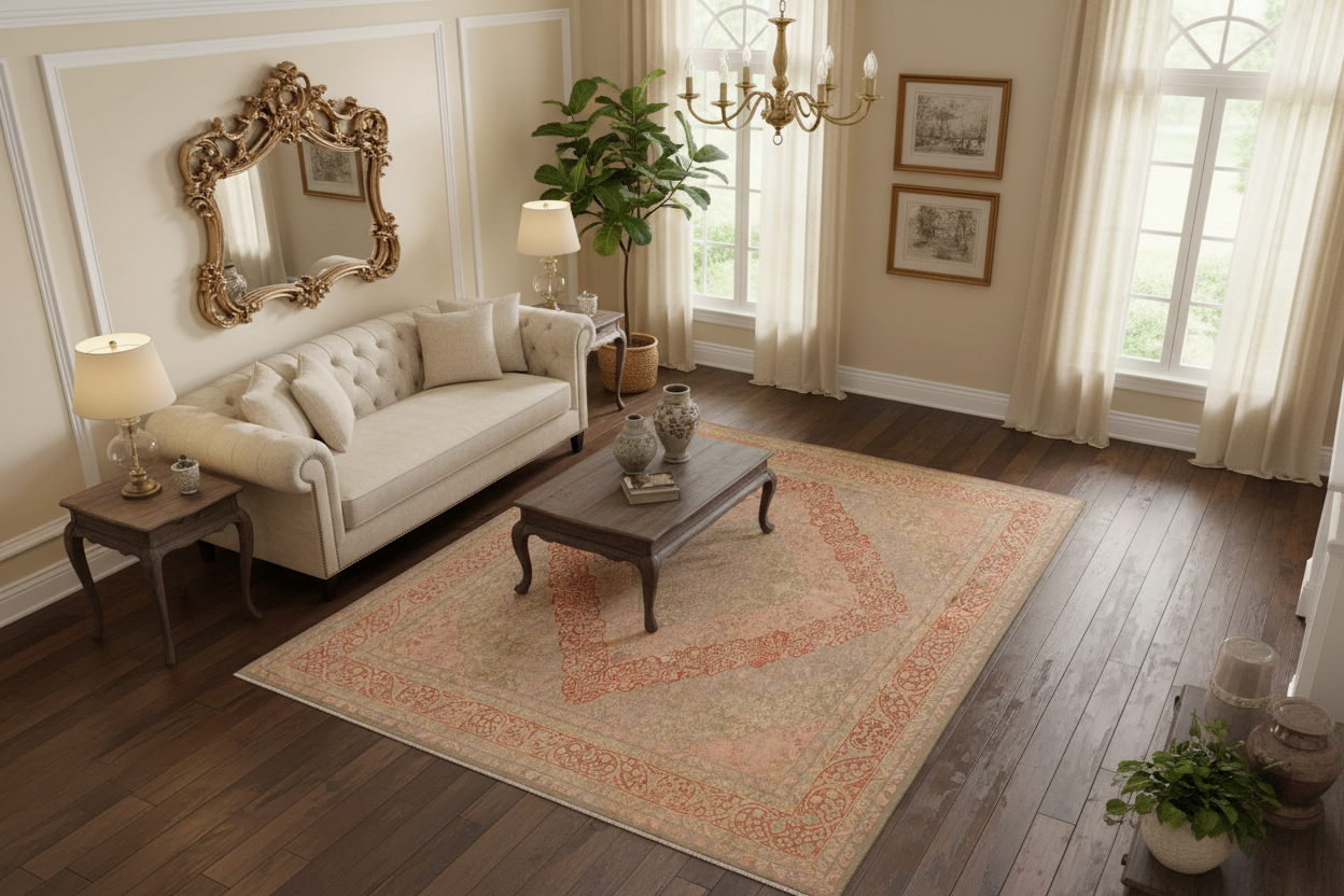 handmade Traditional Compartment Lt. Green Rust Hand Knotted RECTANGLE 100% WOOL area rug 9x12