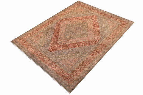handmade Traditional Compartment Lt. Green Rust Hand Knotted RECTANGLE 100% WOOL area rug 9x12