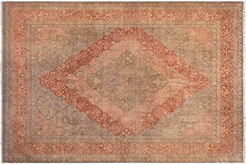 handmade Traditional Compartment Lt. Green Rust Hand Knotted RECTANGLE 100% WOOL area rug 9x12