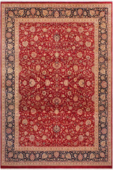 Traditional Agra Harrison Red Blue Hand Knotted Area rugs 9 x 12