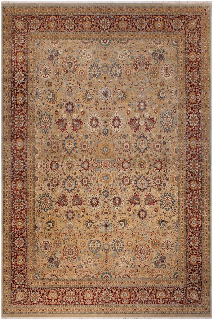 Traditional Tabriz Imani Lt. Gray Drk. Red Hand Knotted Area rugs 9 x 12