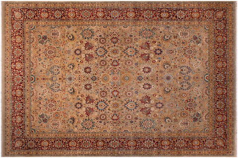 handmade Traditional Tabriz Lt. Gray Drk. Red Hand Knotted RECTANGLE 100% WOOL area rug 9x12