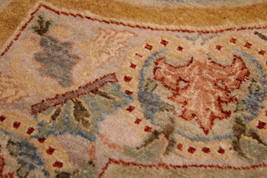 handmade Traditional Firdous Lt. Green Tan Hand Knotted RECTANGLE 100% WOOL area rug 9 x 13