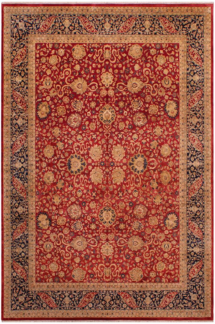 Traditional Kashan Baylor Red Blue Hand Knotted Area rugs 9 x 12