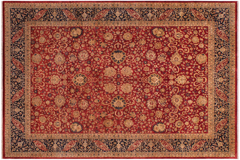 handmade Traditional Kashan Red Blue Hand Knotted RECTANGLE 100% WOOL area rug 9x12
