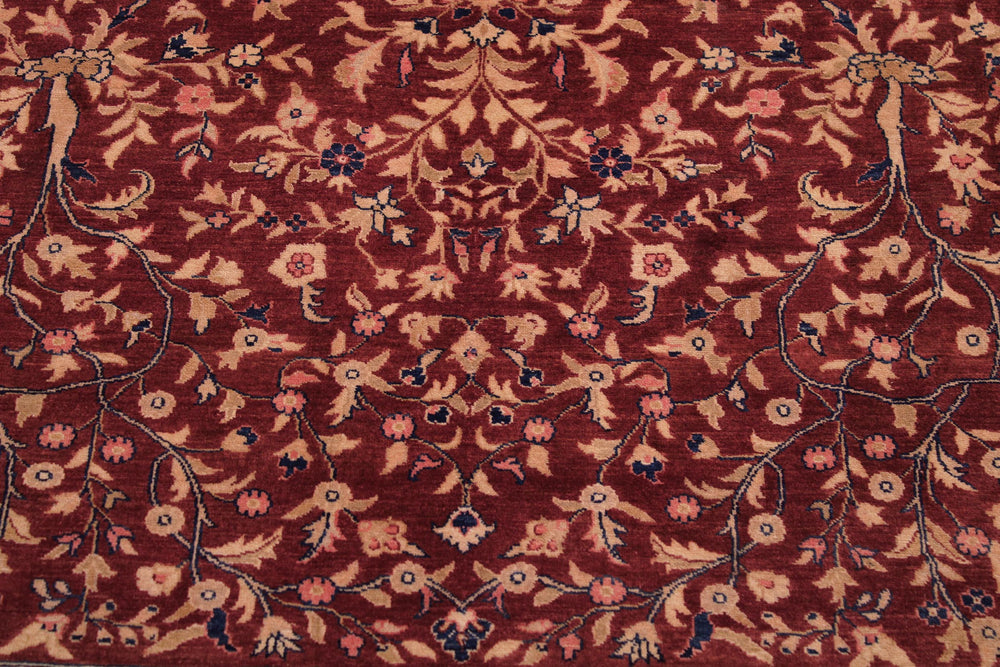 handmade Traditional Kashan Drk. Red Blue Hand Knotted RECTANGLE 100% WOOL area rug 9x12
