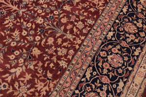 handmade Traditional Kashan Drk. Red Blue Hand Knotted RECTANGLE 100% WOOL area rug 9x12