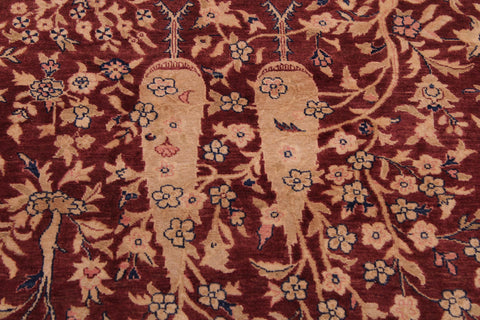 handmade Traditional Kashan Drk. Red Blue Hand Knotted RECTANGLE 100% WOOL area rug 9x12