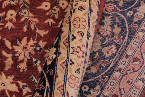 handmade Traditional Kashan Drk. Red Blue Hand Knotted RECTANGLE 100% WOOL area rug 9x12
