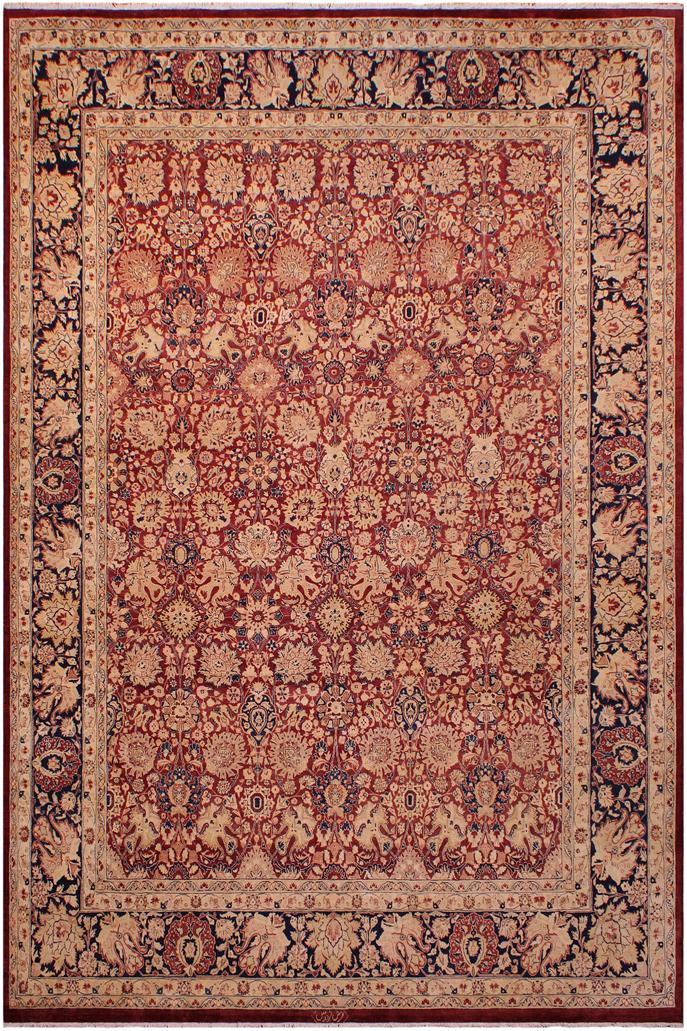Traditional Agra Khalil Red Blue Hand Knotted Area rugs 9 x 12