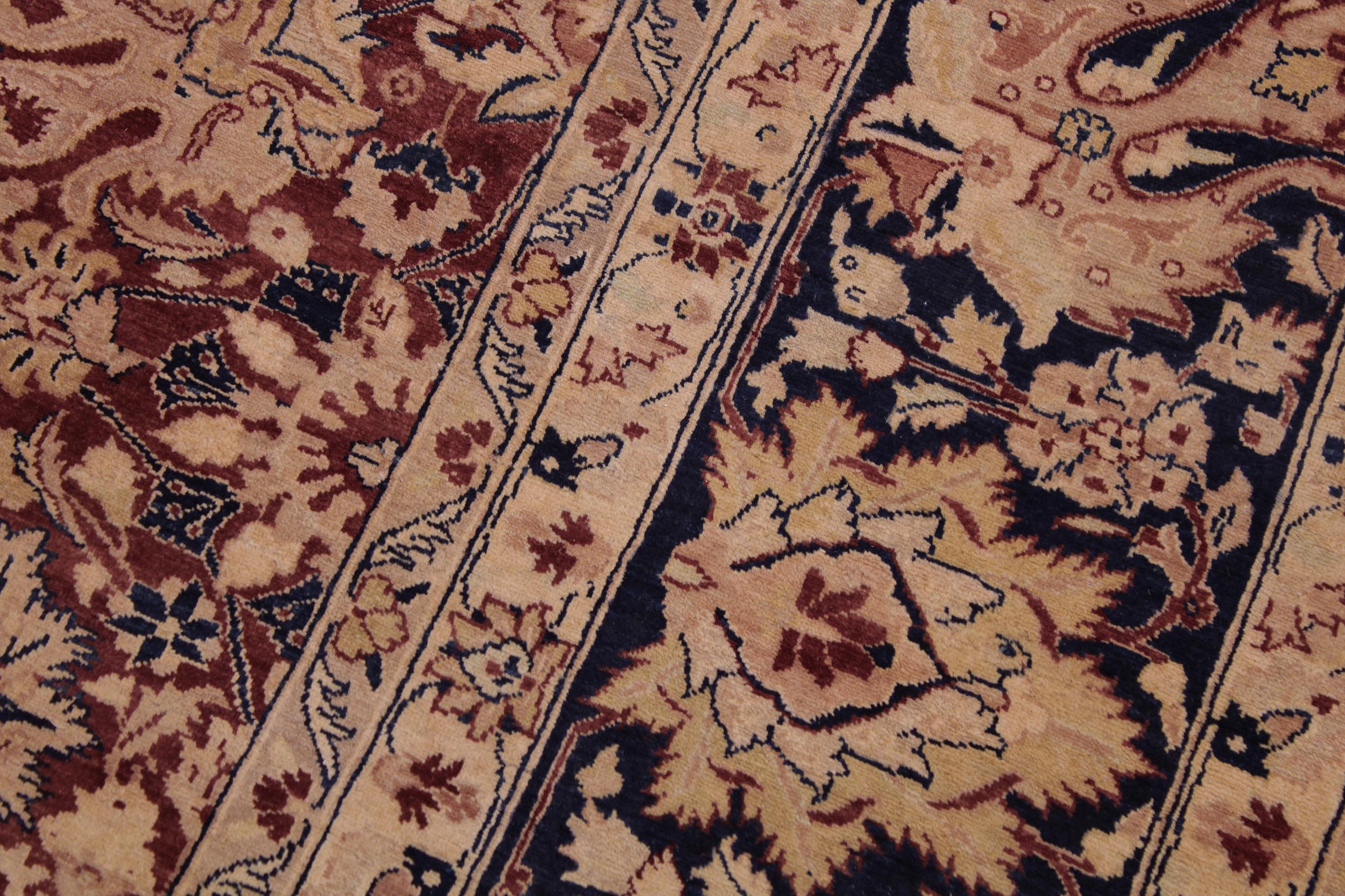 handmade Transitional Agra Red Blue Hand Knotted RECTANGLE 100% WOOL area rug 9 x 12