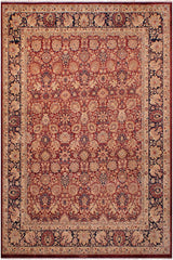 Traditional Agra Khalil Red Blue Hand Knotted Area rugs 9 x 12