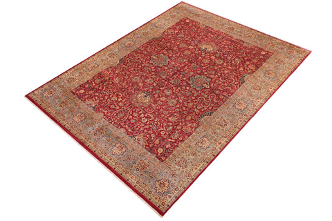 handmade Traditional Agra Red Lt. Blue Hand Knotted RECTANGLE 100% WOOL area rug 9x12