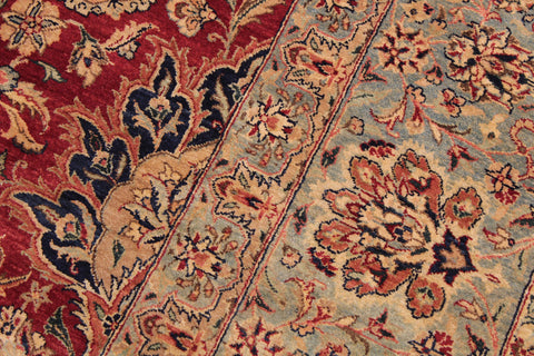 handmade Traditional Agra Red Lt. Blue Hand Knotted RECTANGLE 100% WOOL area rug 9x12