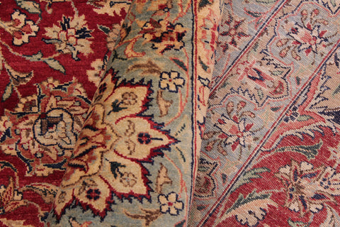 handmade Traditional Agra Red Lt. Blue Hand Knotted RECTANGLE 100% WOOL area rug 9x12